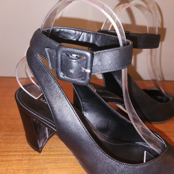 Marc Fisher Black Ankle Stap Block Heels - Picture 5 of 10